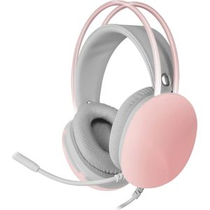 Mars Gaming MH-GLOW Roze, 360° Full Chroma RGB Flow Hoofdtelefoon, Noise Cancelling Microfoon, Ultra-Lichtgewicht Ontwerp, Mempory-Foam Earpads, Universele Compatibiliteit