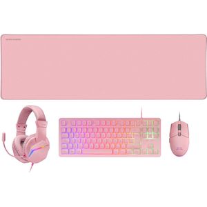 Mars Gaming MCP RGB3 toetsenbord Inclusief muis Gamen USB QWERTY Spaans Roze