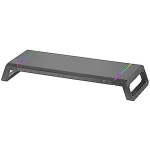 MARSGAMING Gaming MGS ONE Zwart Chroma RGB Monitor Stand Verstelbare Grootte Smartphone en Tablet Stand Front USB 2.0