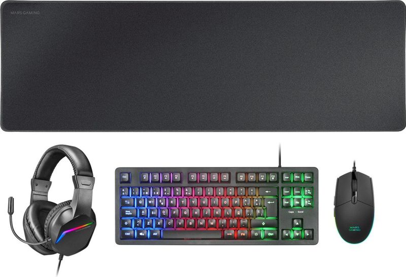 Mars Gaming MCPRGB3FR toetsenbord Inclusief muis Gamen USB Frans Zwart