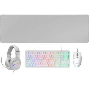 Mars Gaming - MCP-RGB3 - Gamingpakket - Wit - Toetsenbord met RGB - Gaming Muis - Headset Over-Ear - XXL Muismat