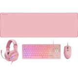 Mars Gaming MCP-RGB3 - Gaming Set - Roze - Toetsenbord Met Vaste RGB - Muis Met RGB Flow - Over-Ear Headset - XXL Muismat