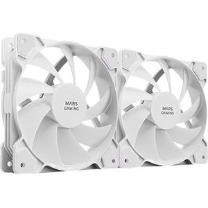 Mars Gaming MF-PWMX2 Set van 2 ventilatoren, 120 mm, ultra stil met sistema, anti-vibratie, wit