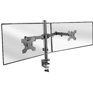 Mars Gaming MARM2 zwart, monitorhouder met dubbele arm voor schermen tot 27 inch, beweegbaar en in hoogte verstelbaar, robuust frame, compatibel met VESA75 en VESA100