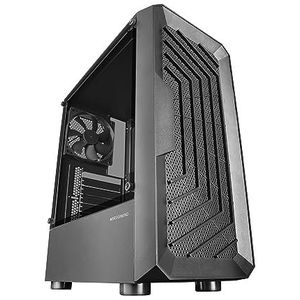 MARSGAMING MC-2000, Midtower ATX-behuizing, geïntegreerd zijvenster, mesh-design aan de voorkant, 1 x FDB ventilator 120 mm, ultrastil, design met dubbele kamer, zwart