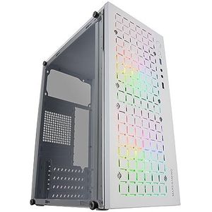 MARSGAMING MC-CORE Gaming-behuizing, compact, MicroATX, frontdesign, metalen mesh, geïntegreerd zijvenster, 2 x FRGB 120 mm ventilatoren