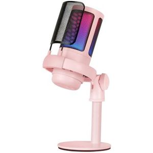 Mars Gaming MMIC-SE, Professionele ARGB Studiomicrofoon, Ultra High Definition ADC 196kHz 24-bit, Antischokbevestiging + Popfilter van Metaalgaas, Volumeregeling en Demping, Roze