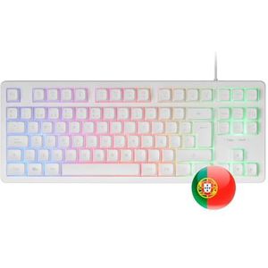 Mars Gaming MK023, Gaming Keyboard TKL, Hybride H-Mech Technologie, FRGB Regenboogverlichting, Anti-ghosting, Universele Compatibiliteit, Wit, Portugees Taal