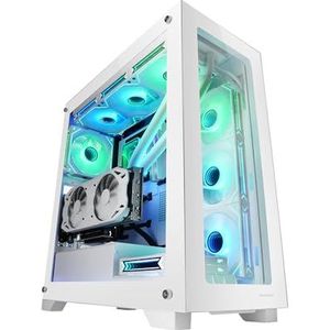 Mars Gaming MC-XP, Custom E-ATX-Behuizing, Dubbel Geglazuurd Gehard Glas, Volledige Ondersteuning voor Vloeistofkoeling, XXL Gaming Tower, Verticale PCI's, USB 3.0, Wit