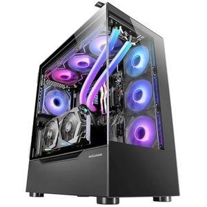 Mars Gaming MC-ULT, XXL E-ATX Gamingkast Op Maat, Dubbel Getemperd Glas 90º Frameless + Zijdeur, Volledige Ondersteuning voor Vloeistofkoeling, PC-toren met Dubbel Verticaal Kamerontwerp, Zwart