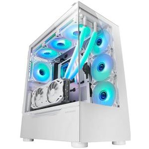 MARSGAMING Mars Gaming MC-ULT, XXL E-ATX Gamingkast Op Maat, Dubbel Getemperd Glas 90º Frameless + Zijdeur, Volledige Ondersteuning voor Vloeistofkoeling, PC-toren met Dubbel Verticaal Kamerontwerp