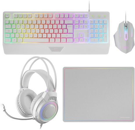 Mars Gaming MCP124PRO toetsenbord Inclusief muis Gamen USB QWERTY Spaans Wit