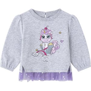 sweatshirt met lage ruches en paarse tule maat 86