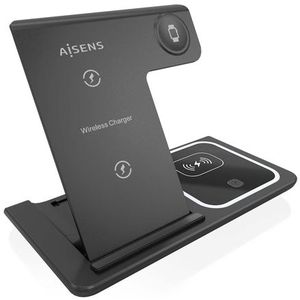 Aisens - Asch-15W3WC043-BK - Draadloze Oplader - Zwart - 15W 3-in-1