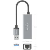 Aisens - A106-0897 - Netwerkadapter - Grijs - USB - RJ45 - Ethernet LAN - Snoer