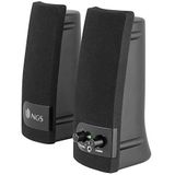 NGS SB150- Multimedia luidsprekers 2.0 voor PC, 2W, hoofdtelefoonaansluiting, USB-aansluiting, zwart