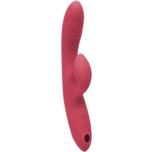 Libid Toys Saga - Flexibele zuiger en vibrator, met warmtefunctie en clitorisstimulator - USB oplaadbaar - 10 vibratiestanden - 5 zuigstanden - 100% siliconen - Warmteprogramma - Waterdicht - Roze