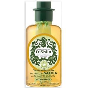D'Shila, natuurlijke organische shampoo van salie, 300 ml, krachtig balsem, verlicht de dekamatie, ontspanning van Cabellude-leer, stimuleert en hydrateert