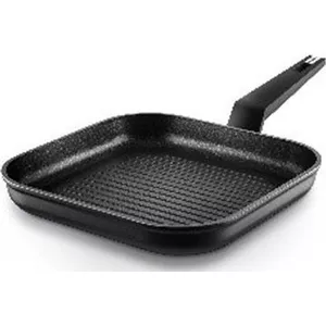CASTEY - Grill Asador de Inducción, 27 cm, Modelo 4-G27, Color Negro, Mango Desmontable, Sartén Antiadherente de Aluminio, Distribución Homogénea del Calor, Fácil de Limpiar