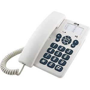 SPC Origineel – vaste telefoon voor kantoor of muur met grote toetsen en eenvoudig te bedienen, 3 directe herinneringen, extra hoog belvolume, herinneringsfunctie, wit