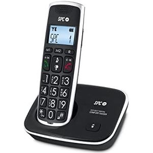 SPC Comfort Kaiser draadloze telefoon, handenvrij, grote toetsen - zwart Kunststof 7608N
