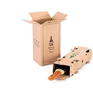 ONLY BOXES Kartonnen doos voor verzending, capaciteit voor 1 fles, met 100% milieuvriendelijke scheidingswand, verpakking van 5 dozen AMA714