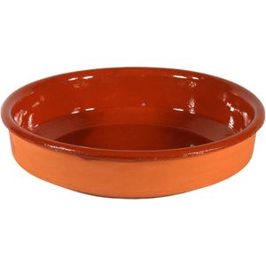 1x Tapas schalen bruin/ terracotta 35 cm - Tapas serveerschalen/borden/ovenschalen