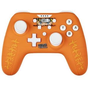 Konix Naruto Shippuden Controller voor Nintendo Switch console en pc, vibratiefunctie, 3 m kabel, Naruto-motief, oranje