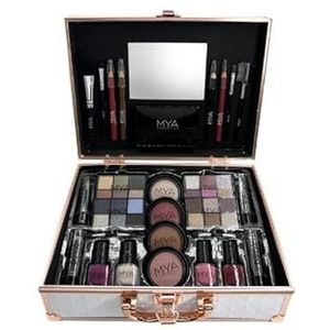 Mya Cosmetics - MYA Luxury Golden Rose Mallette Maquillage Professionnel, Set Ombre à Paupières + Blush + Rouge à lèvres + Pinceaux