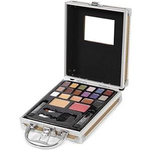 MYA Cosmetics Professionele make-upkoffer met oogschaduw, rouge, lippenstift, penseel (MYA Travel Gold)