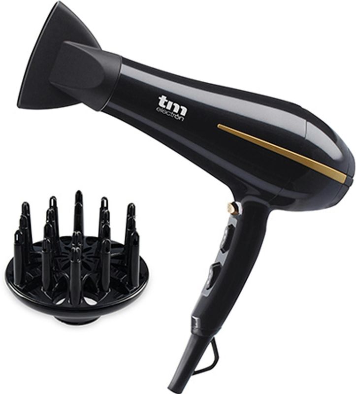 TM Electron TMHD126 Föhn - Zwart - 2000 W - Ionenfunctie - 3 Warmtestanden - 2 Snelheden