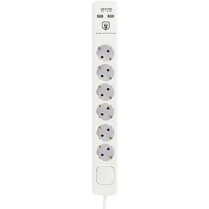 TM Electron TMUAD306 Stekkerdoos met schakelaar en 2 USB, wit