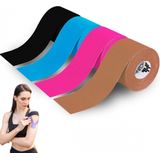 Mobiclinic - Set van 4 Kinesiotape - Roze, Blauw, Zwart en Beige - Neuromusculaire Bandage - 5mx5cm - Mobitape