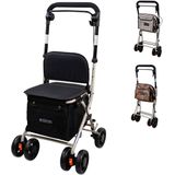 Mobiclinic - Coliseo - Boodschappentrolley - Rollator - Zwart - Inklapbare Rollator - 4 Wielen