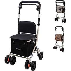 Mobiclinic - Coliseo - Boodschappentrolley - Rollator - Zwart - Inklapbare Rollator - 4 Wielen