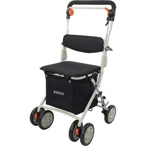 MobiclinicÂ®, Rollator met grote boodschappentas en zitje, Inklapbare rollator, Model Coliseo, Europees merk, Boodschappentrolley met 4 wielen Staal, Gepolsterde zitting, met Remsysteem, Zwart