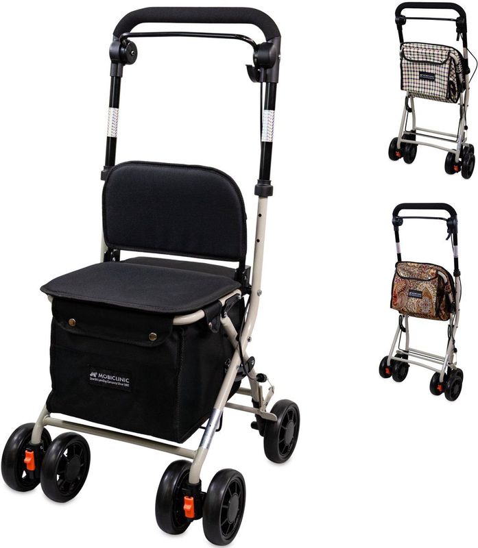 Mobiclinic - Coliseo - Boodschappentrolley - Rollator - Zwart - Inklapbare Rollator - 4 Wielen