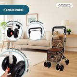 Mobiclinic - Coliseo - Boodschappentrolley - Bruin - Inklapbare Rollator - 4 Wielen - Gepolsterde Zitting