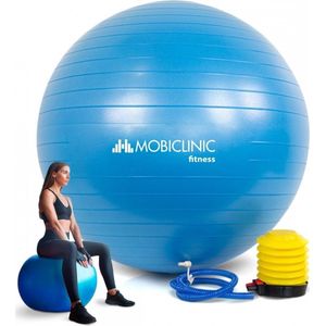 Mobiclinic, Le Sport, model PY-01, pilatesbal met luchtpomp, antislip, lekvrij, oefenbal, voor fitness, 65 cm, wasbaar, voor training, kleur blauw