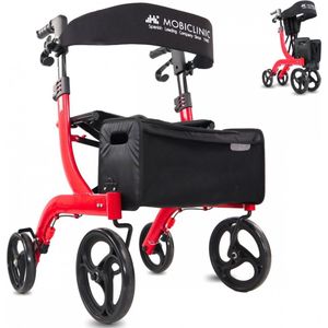 Mobiclinic® PRO Invicto - Rollator lichtgewicht - Met één hand opvouwbaar - Grote wielen - Dubbel remsysteem - All-terrain - Grote mand - Gewatteerde zitting en rugleuning - In hoogte verstelbaar