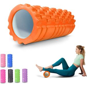 Mobiclinic® FitRoller - Foam Roller - Schuimroller en EVA-schuim - 14x33 cm - Pilates - Yoga - Rekoefeningen - Draagbaar - Multifunctioneel gebruik - Voor het hele lichaam - 3 Intensiteitsniveaus - Oranje