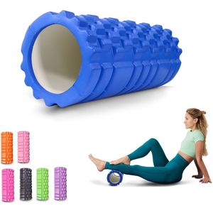 Mobiclinic® FitRoller - Foam Roller - Schuimroller en EVA-schuim - 14x33 cm - Pilates - Yoga - Rekoefeningen - Draagbaar - Multifunctioneel gebruik - Voor het hele lichaam - 3 Intensiteitsniveaus - Blauw