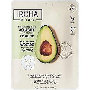 IROHA NATURE - Hydraterend gezichtsmasker met avocado en hyaluronzuur, hydrateert, regenereert en voedt diep