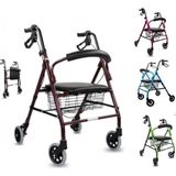 Mobiclinic Escorial - Rollator - Looprek met 4 wielen - Met remmen - Aluminium - Met Stoel en Rugleuning - Opvouwbare en Verstelbare in Hoogte - Wandelaar - Lichtgewicht - Tot 110 kg - Bordeaux