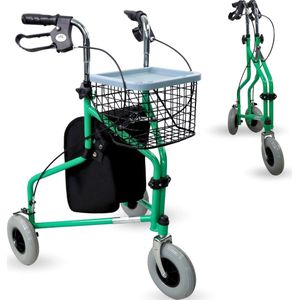 Rollator - Drie Wielen - Staal - Verstelbaar Hoogte - Ergonomische Manchetten