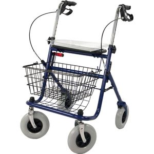 Mobiclinic Victoria - Rollator voor ouderen - Inklapbaar - Verstelbaar - Rem op Handvaten - Inclusief Dienblad en Mandje - Stevig - Bejaarden - Looprek voor volwassenen - looprek met 4 wielen - Blauw
