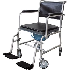 Mobiclinic Ancla - Toiletstoel - Met wielen, comfortabele zitting en emmer met deksel - Grijs - Postoel - WC stoel - Compact en lichtgewicht