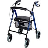 Rollator met 4 wielen | Opvouwbaar en verstelbaar | Met mand en remmen | Blauw | Hercules | Mobiclinic