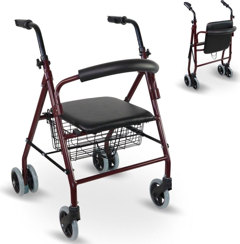 Prado - Rollator - Grijs - Aluminium - Drukgeactiveerde Remmen