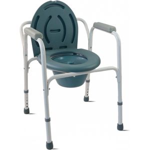 Mobiclinic, Geboorde stoel, Mod. Arroyo, Europees merk, Potstoel met deksel, in hoogte verstelbaar, antislip voeten en gevoerde armleuningen, verchroomd staal
